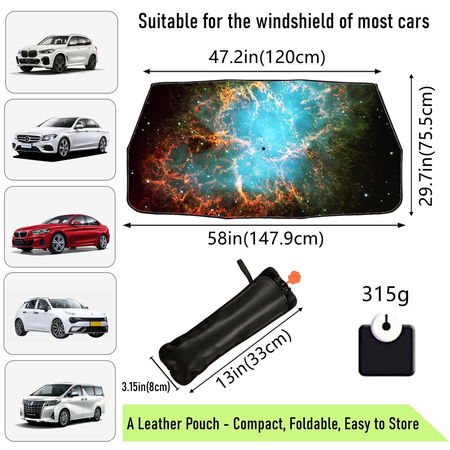 Umbrella Windshield Shade With Galaxy Design