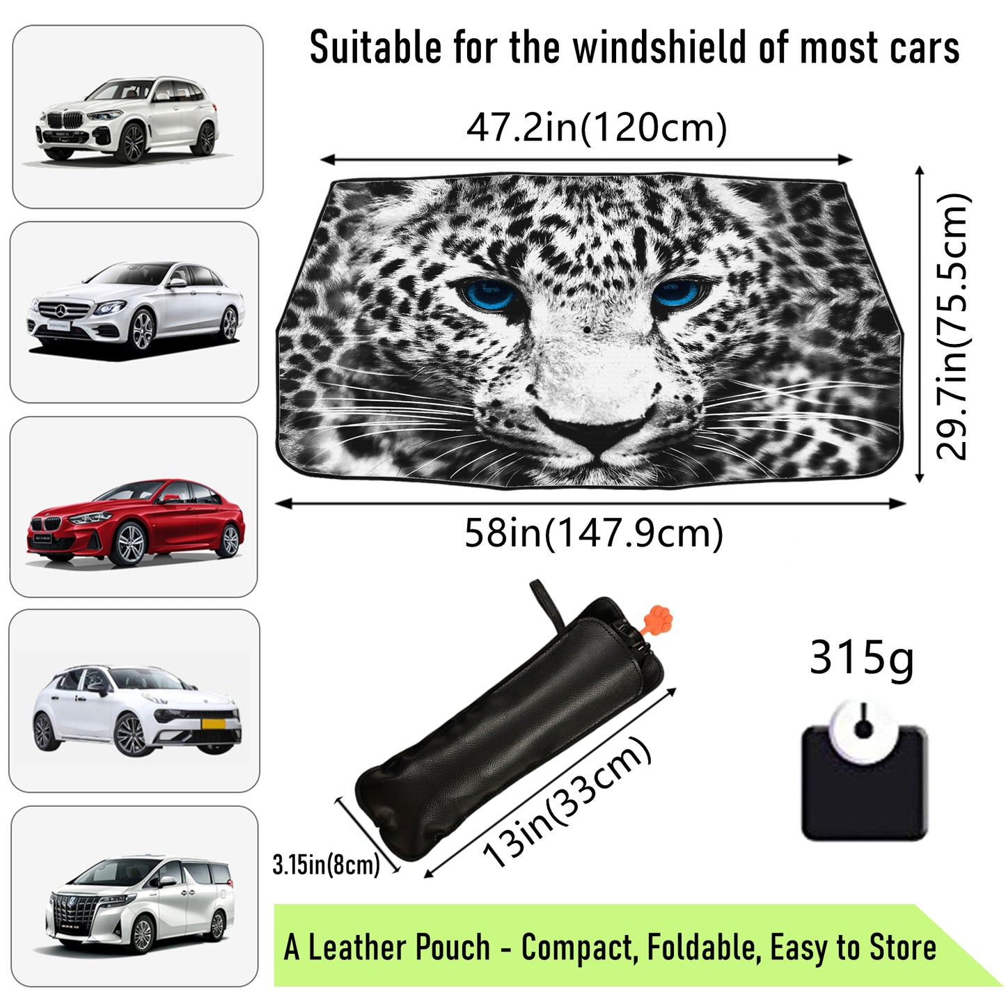 Leopard Car Windscreen Sun Shade Umbrella