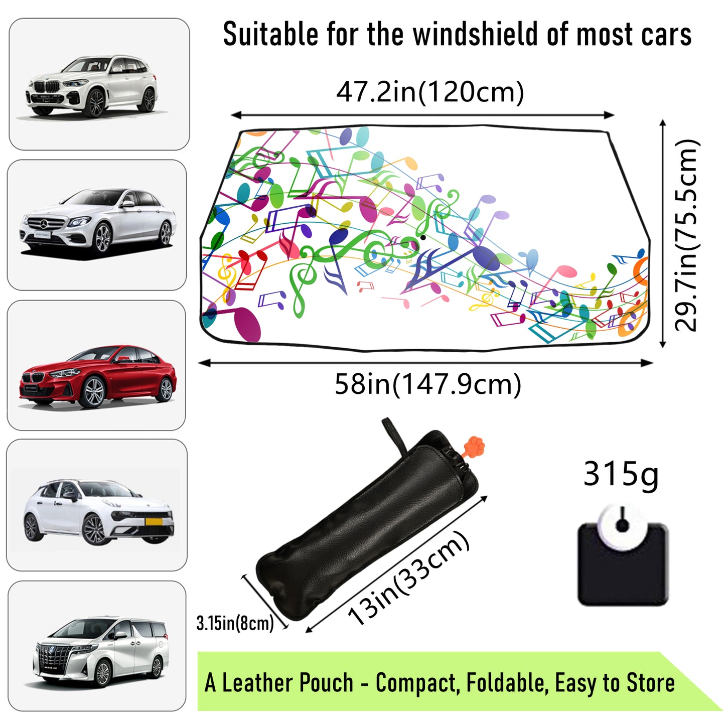 Musical Note Car Sunshade Umbrella