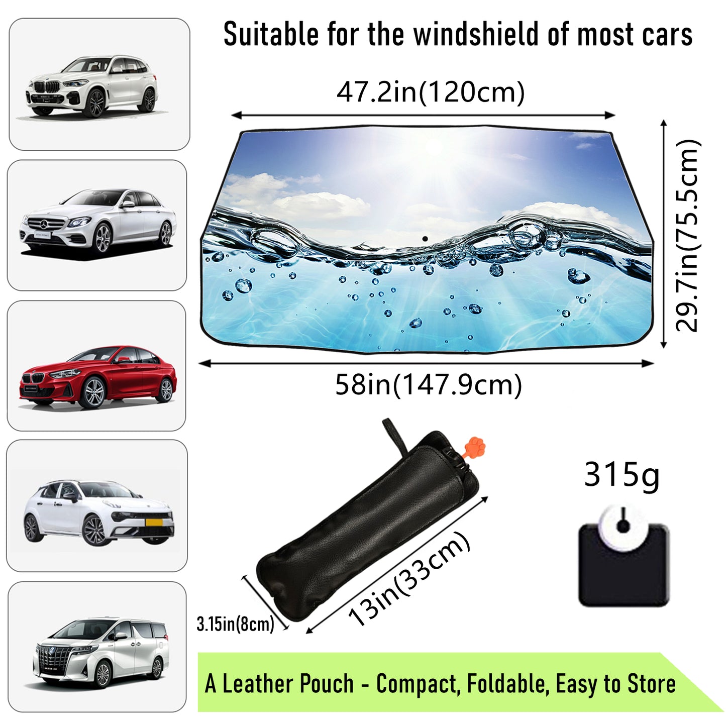 Sunshine And Water Droplets Umbrella Style Sun Shade For Car