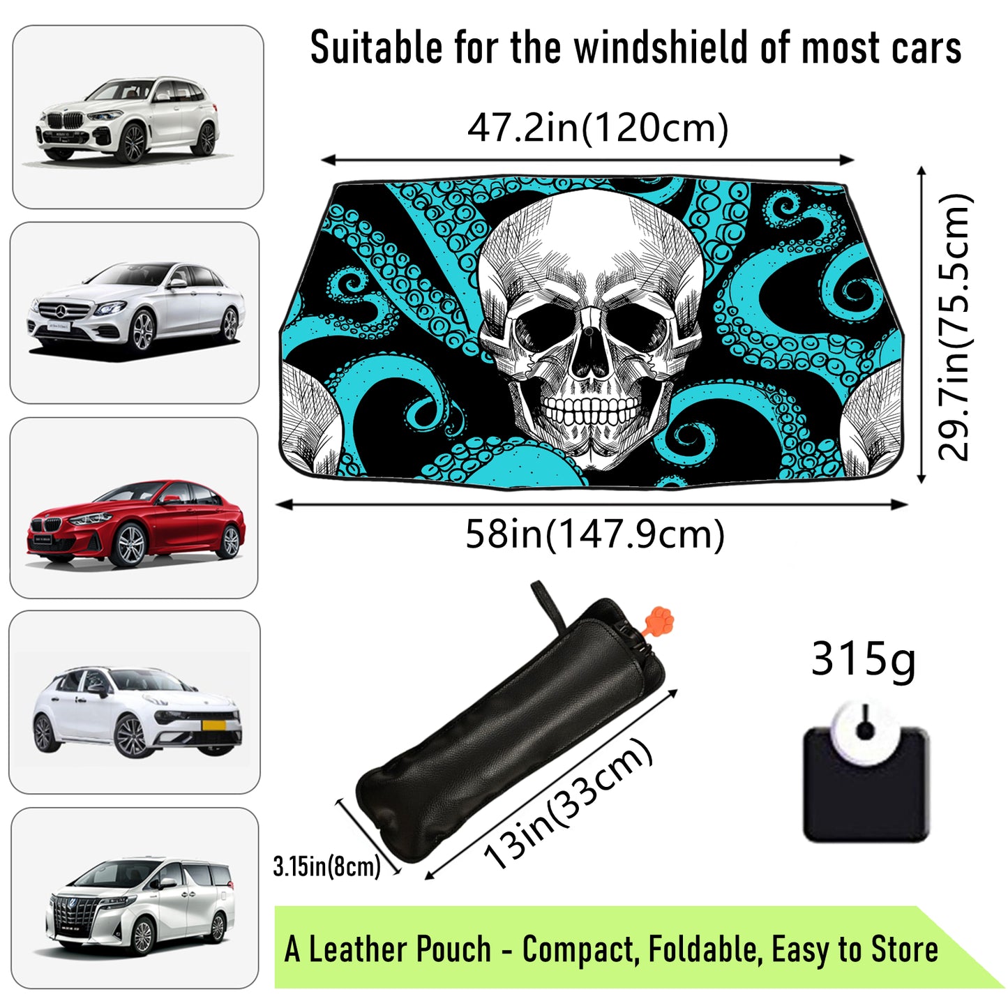 Skull Windshield Sun Shade