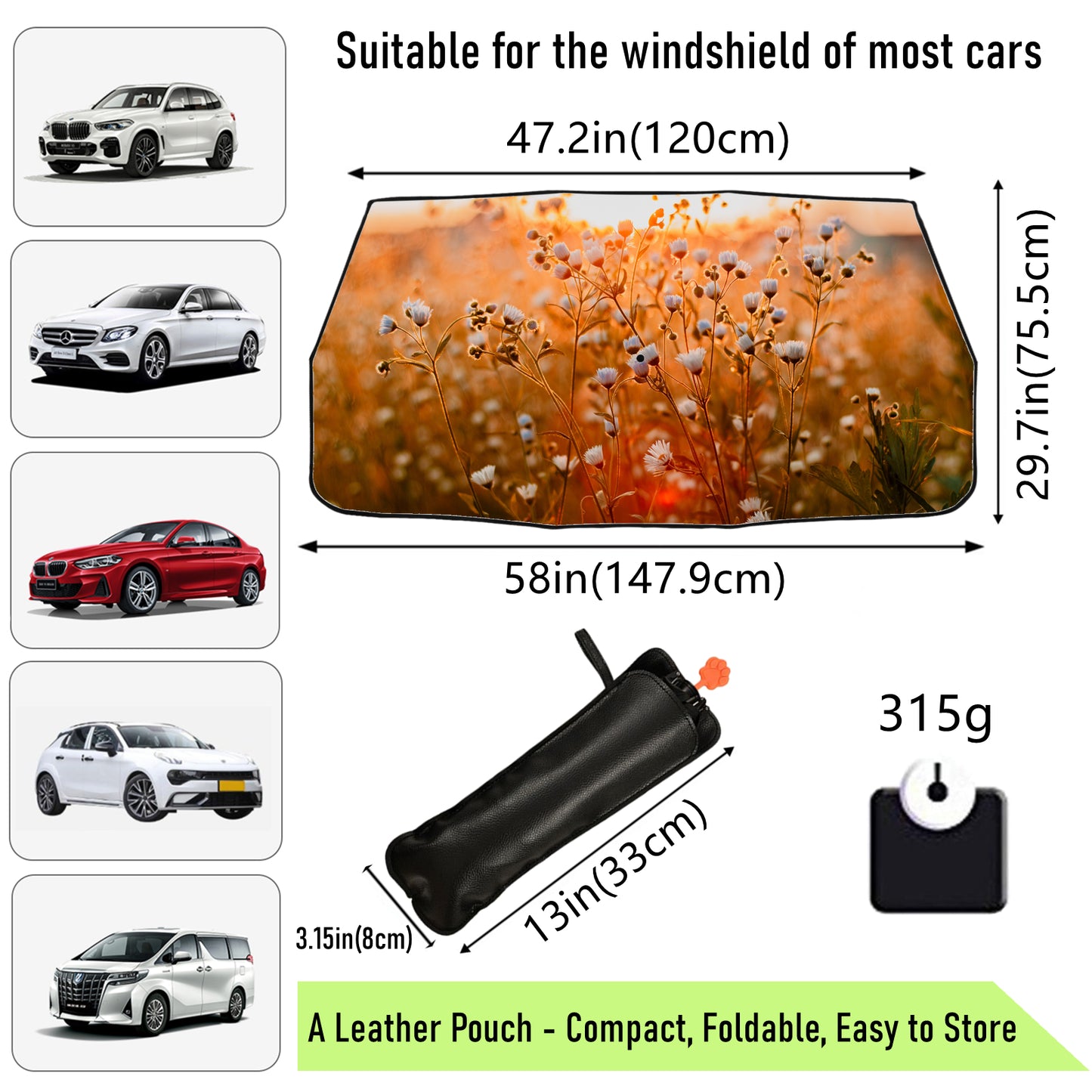 Umbrella Car Shade With Floral Field