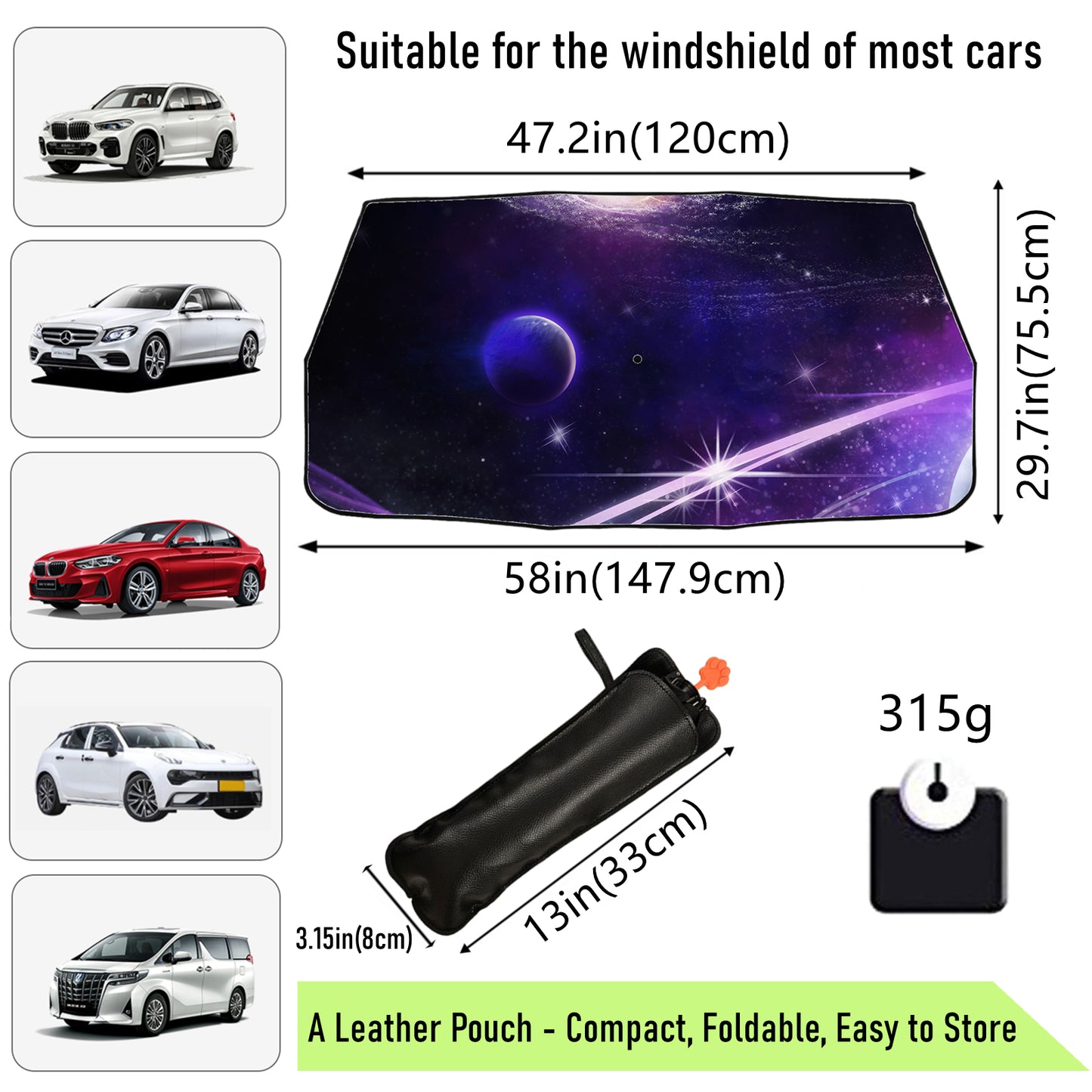 Space Design Foldable Car Shade Umbrella