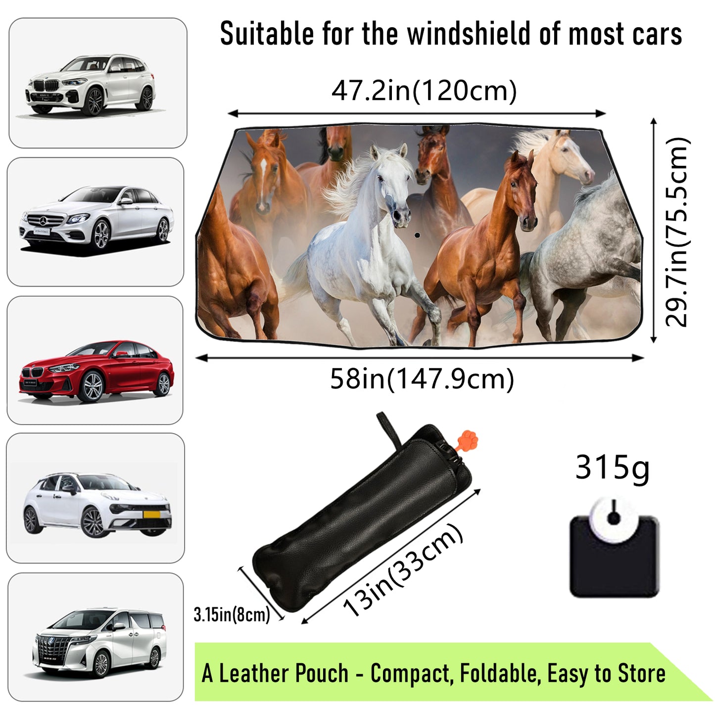 Horse Car Windshield Sun Shades