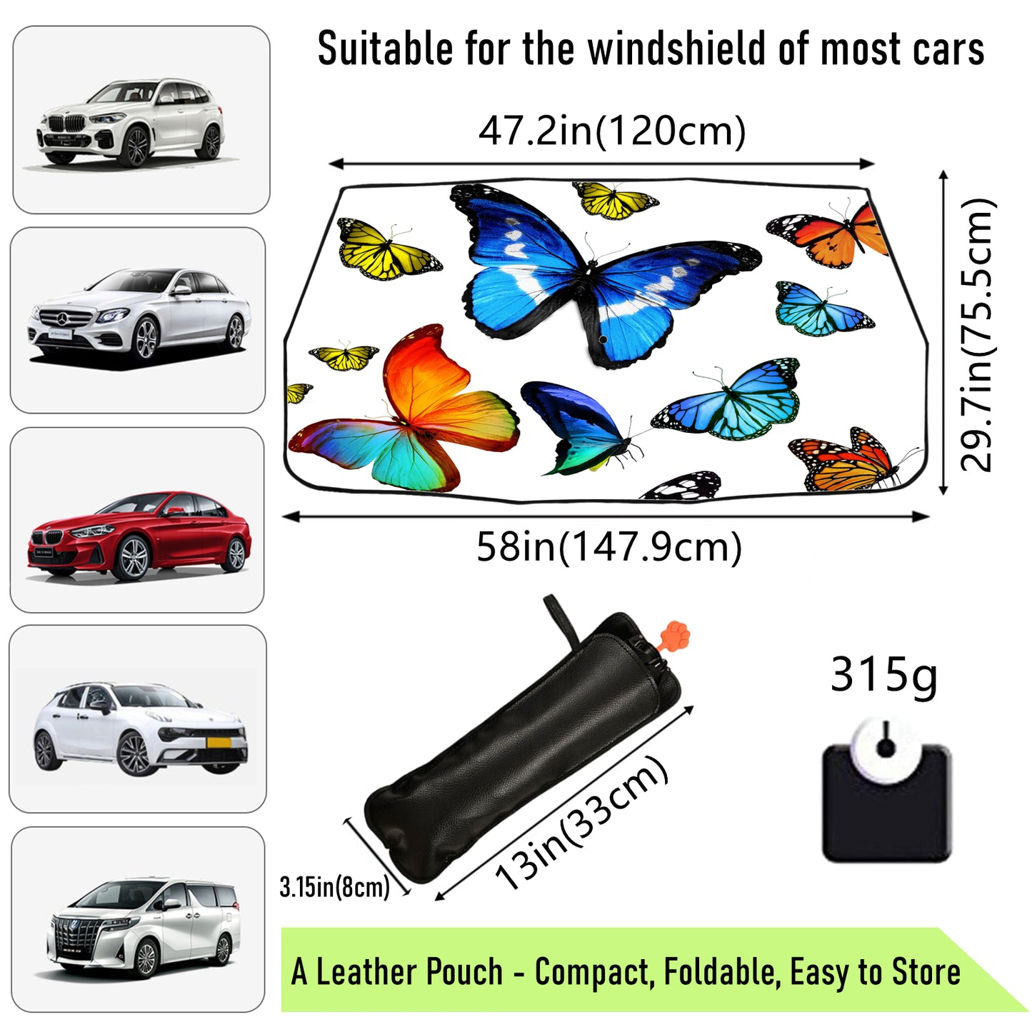 Classic Butterfly Car Sunshade Umbrella