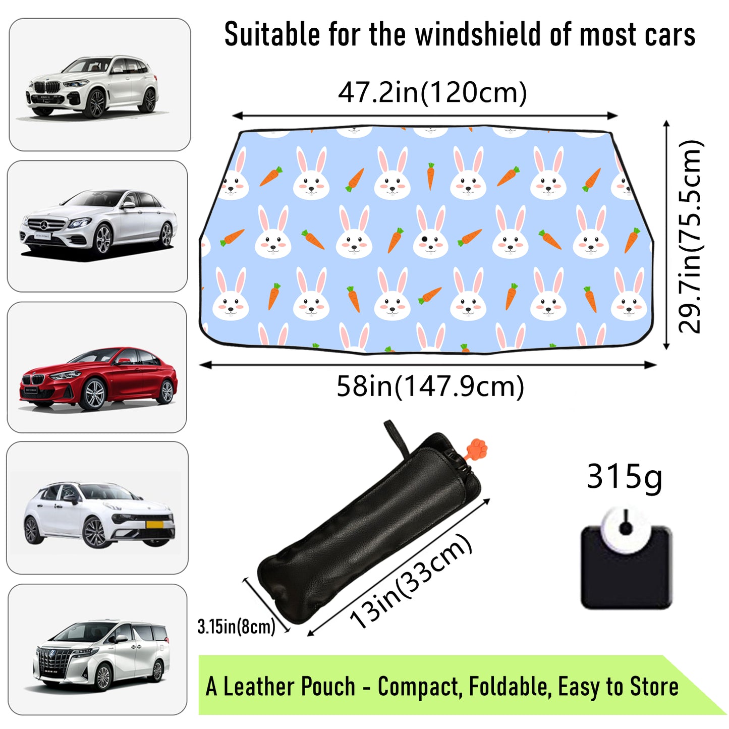 Cute Rabbit Umbrella Style Windshield Sunscreen