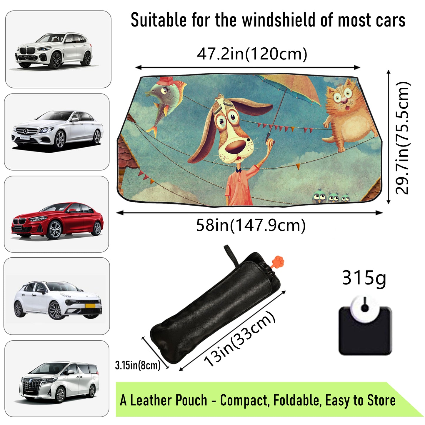 Funny Design Car Windscreen Sun Shade Umbrella