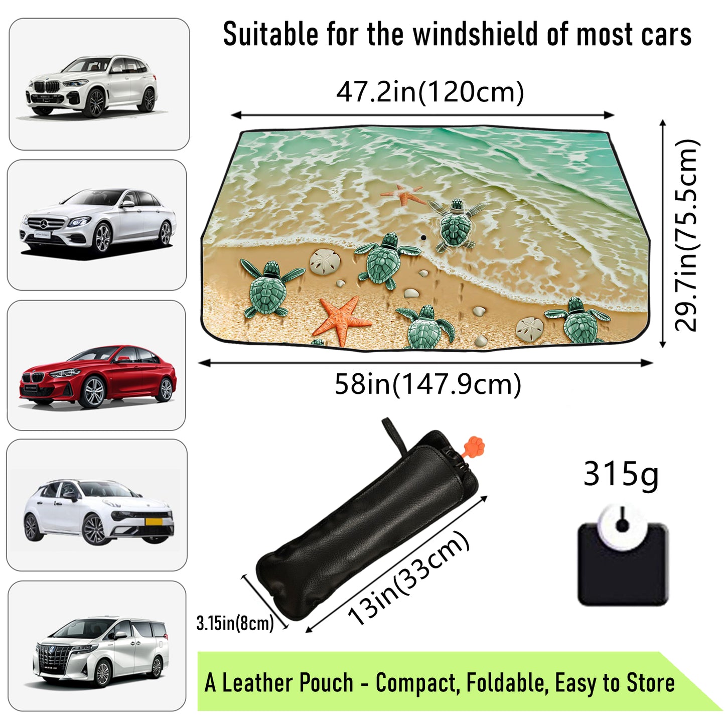 Turtle Car Sunshade Windscreen Umbrella