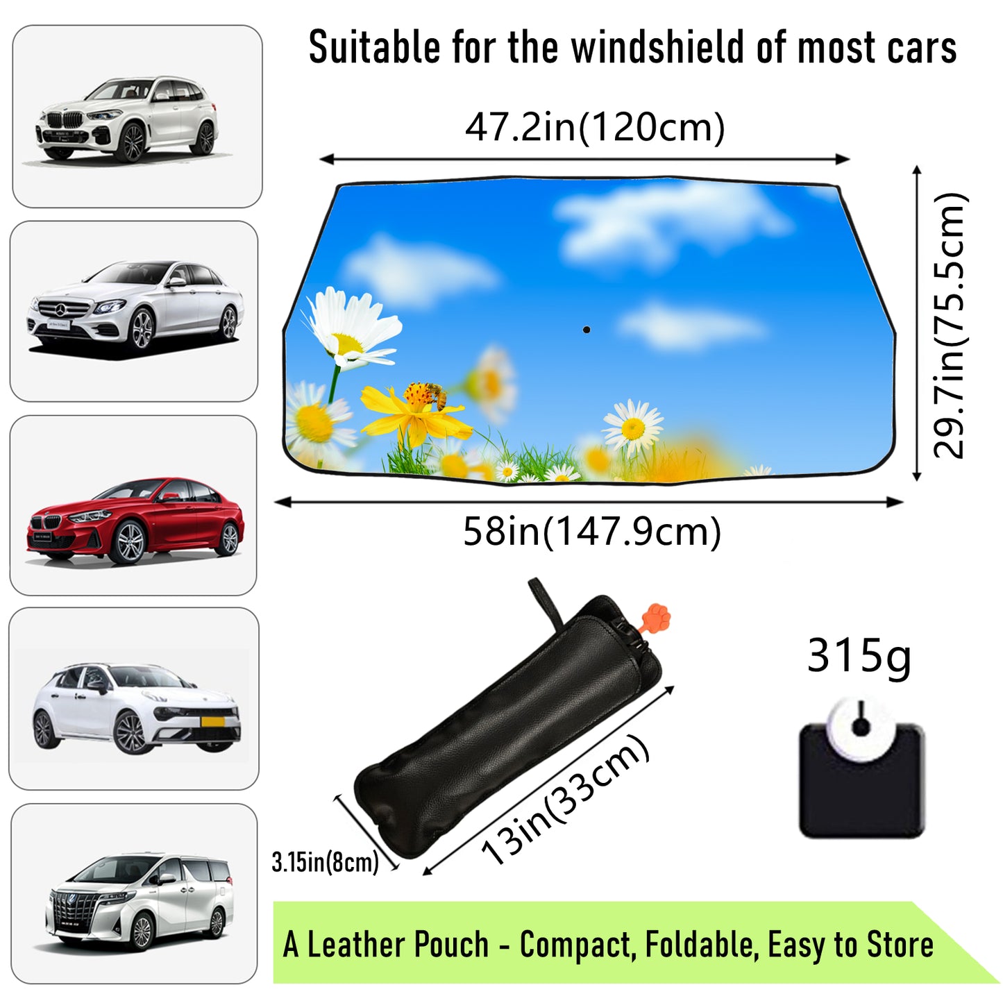 Daisy Car Windshield Sun Shade Umbrella