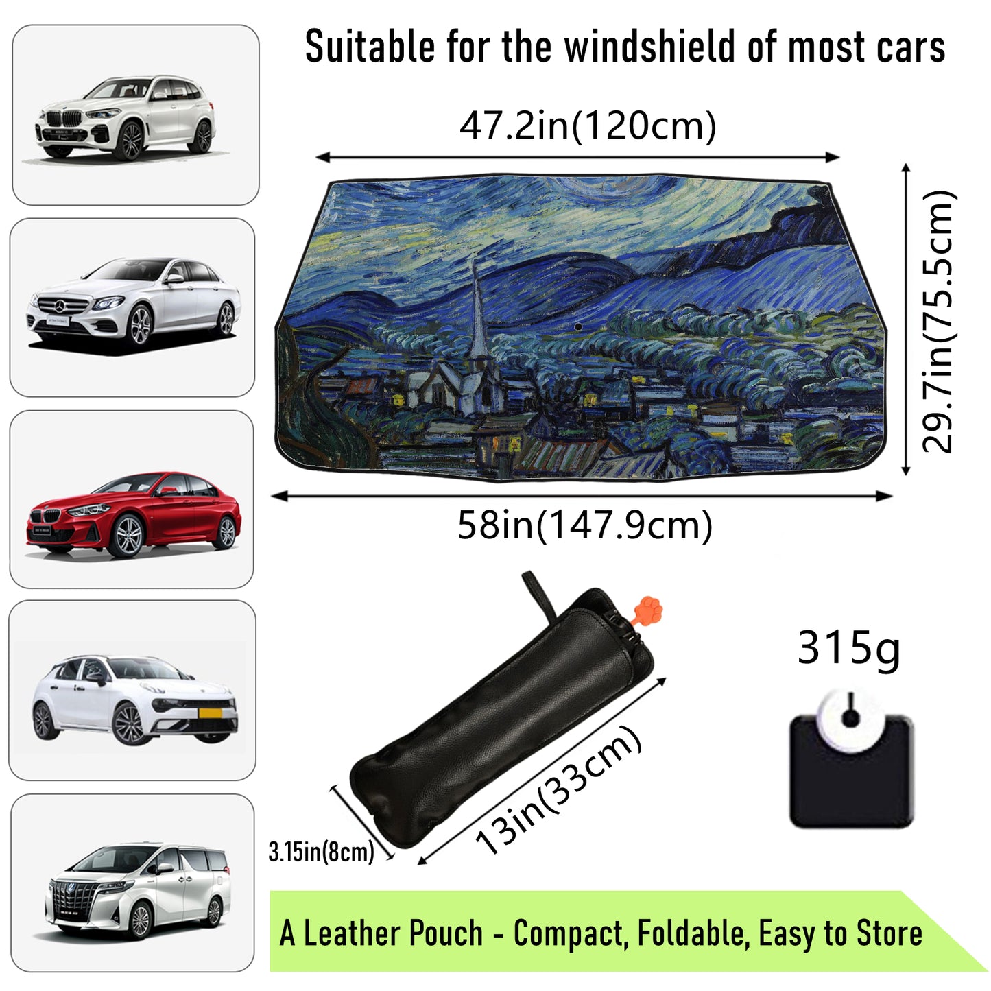 Starry Night Windshield Sun Shade Umbrella