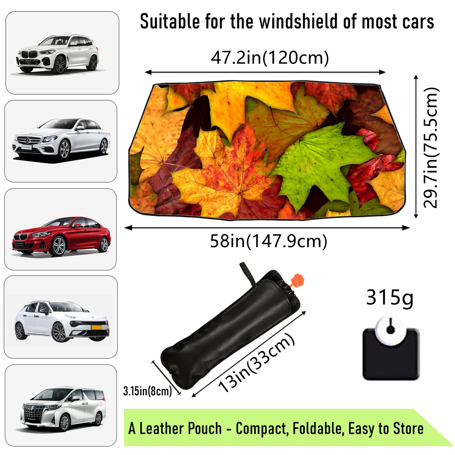 Maple Leaf Car Windscreen Sun Shade Umbrella