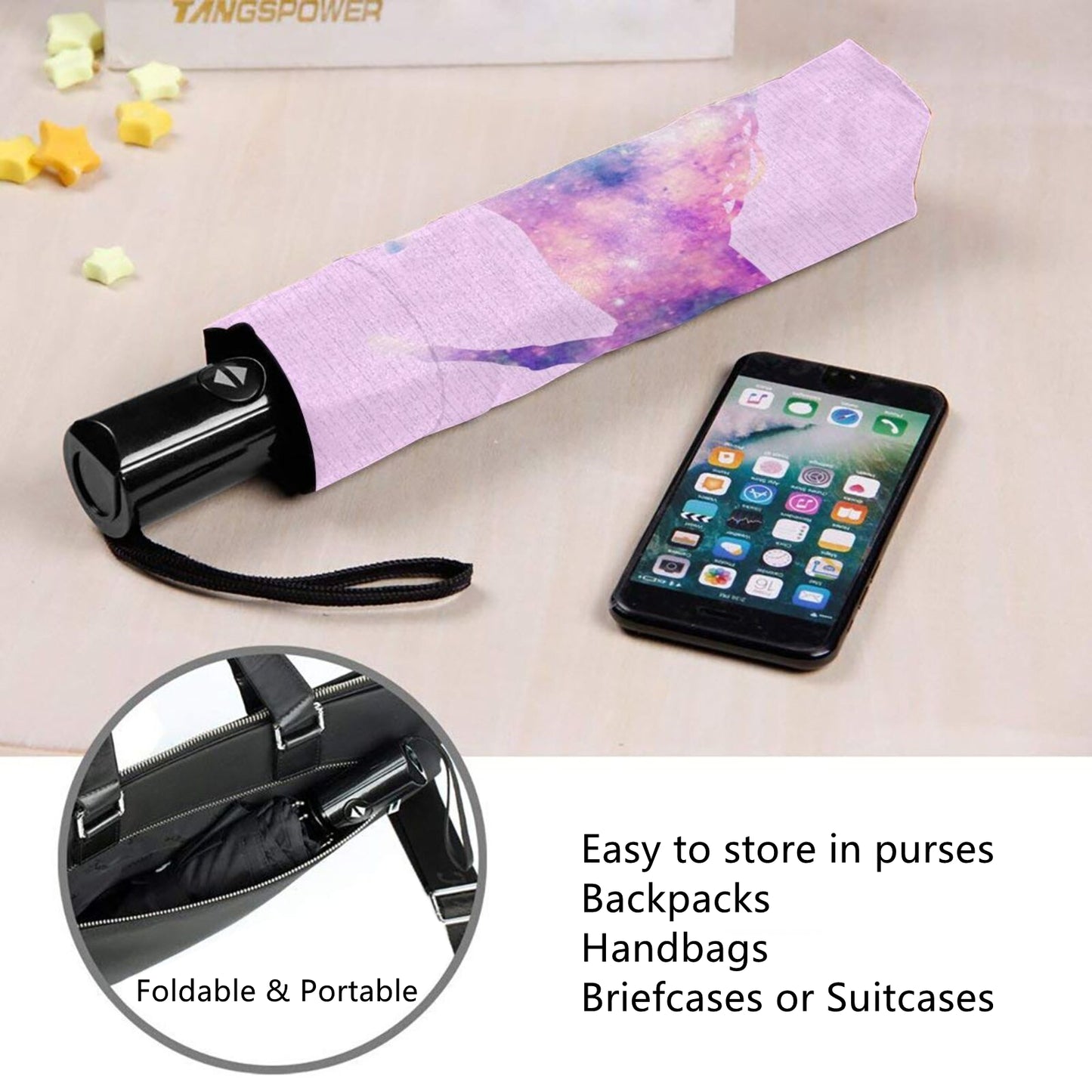 Pink Unicorn Automatic Foldable Umbrella With UV Protection