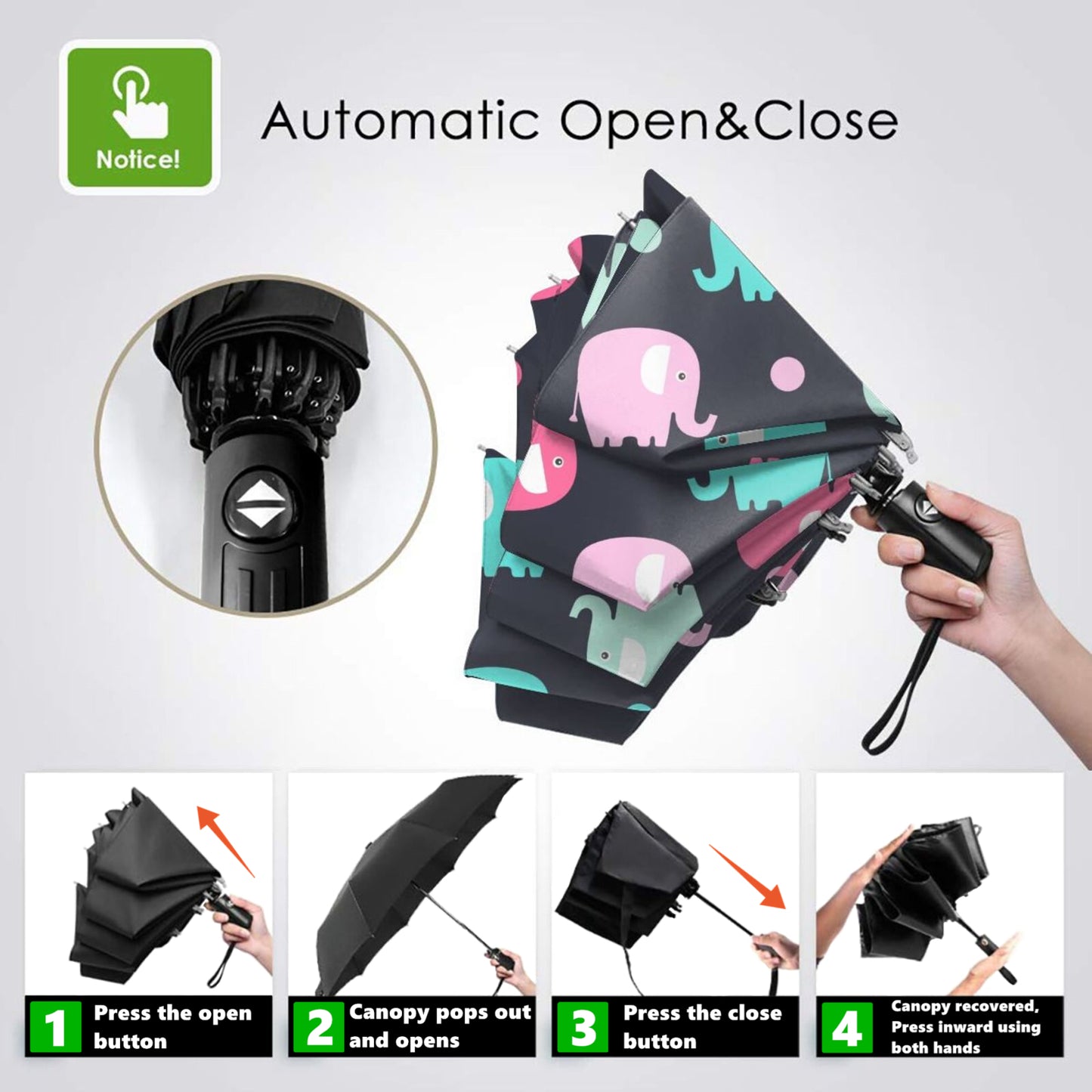 Elephant Compact Travel Umbrella