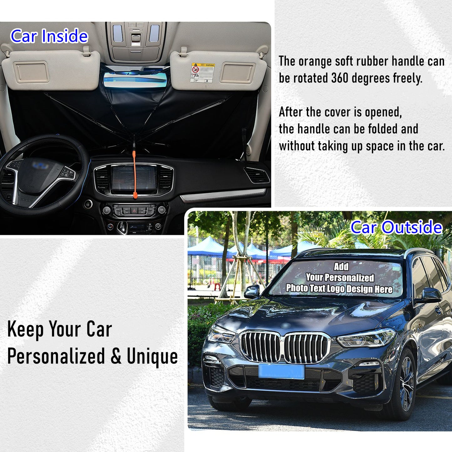 Custom Car Windshield Sun Shade Umbrellas