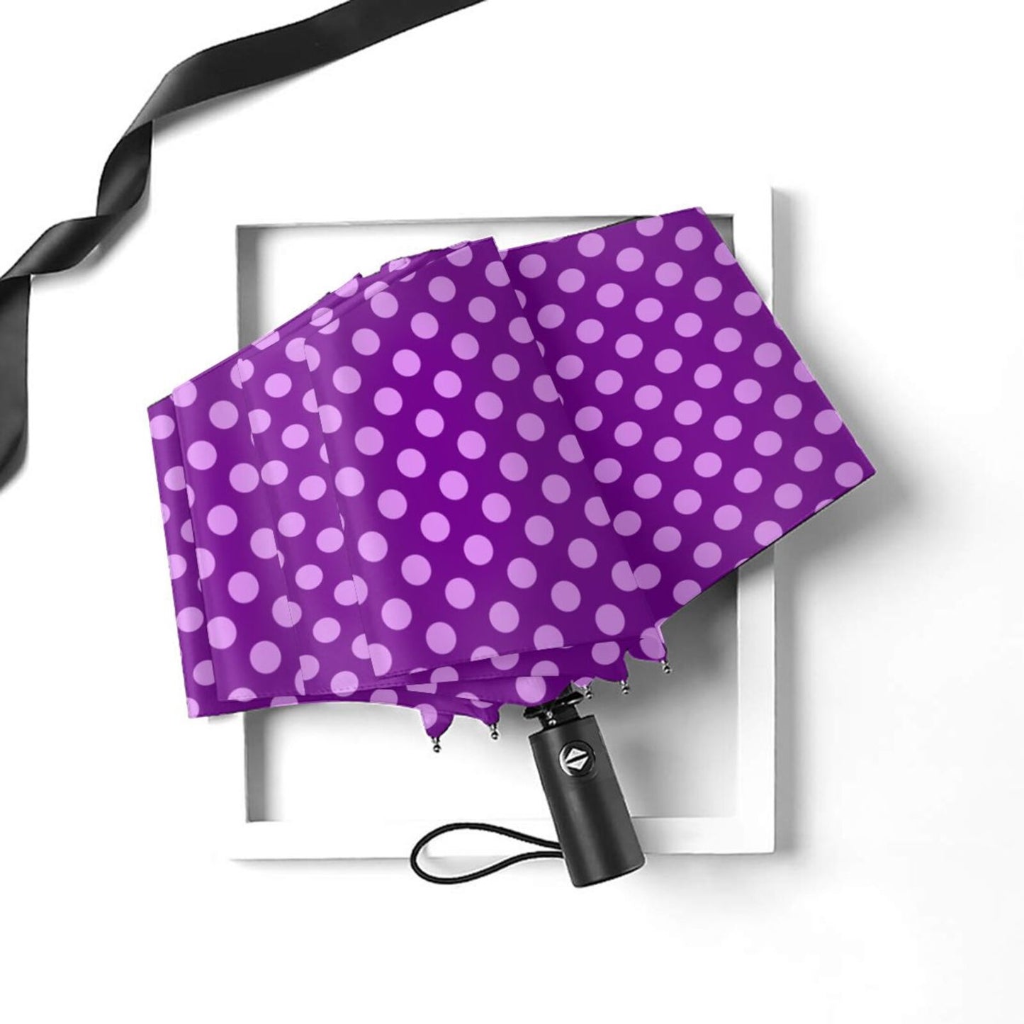 Purple Polka Dot Folding Umbrella