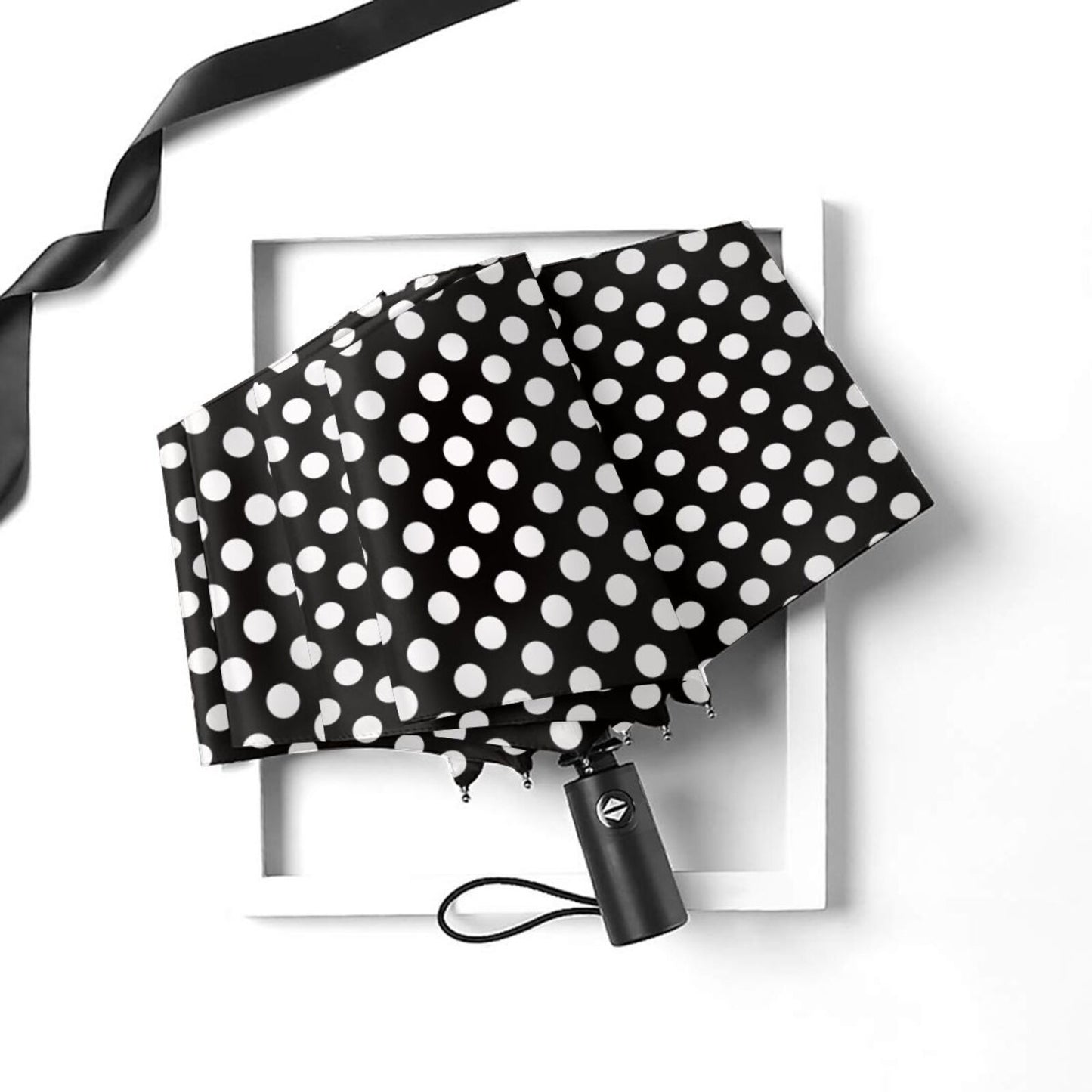 Black And White Polka Dot Foldable Umbrella