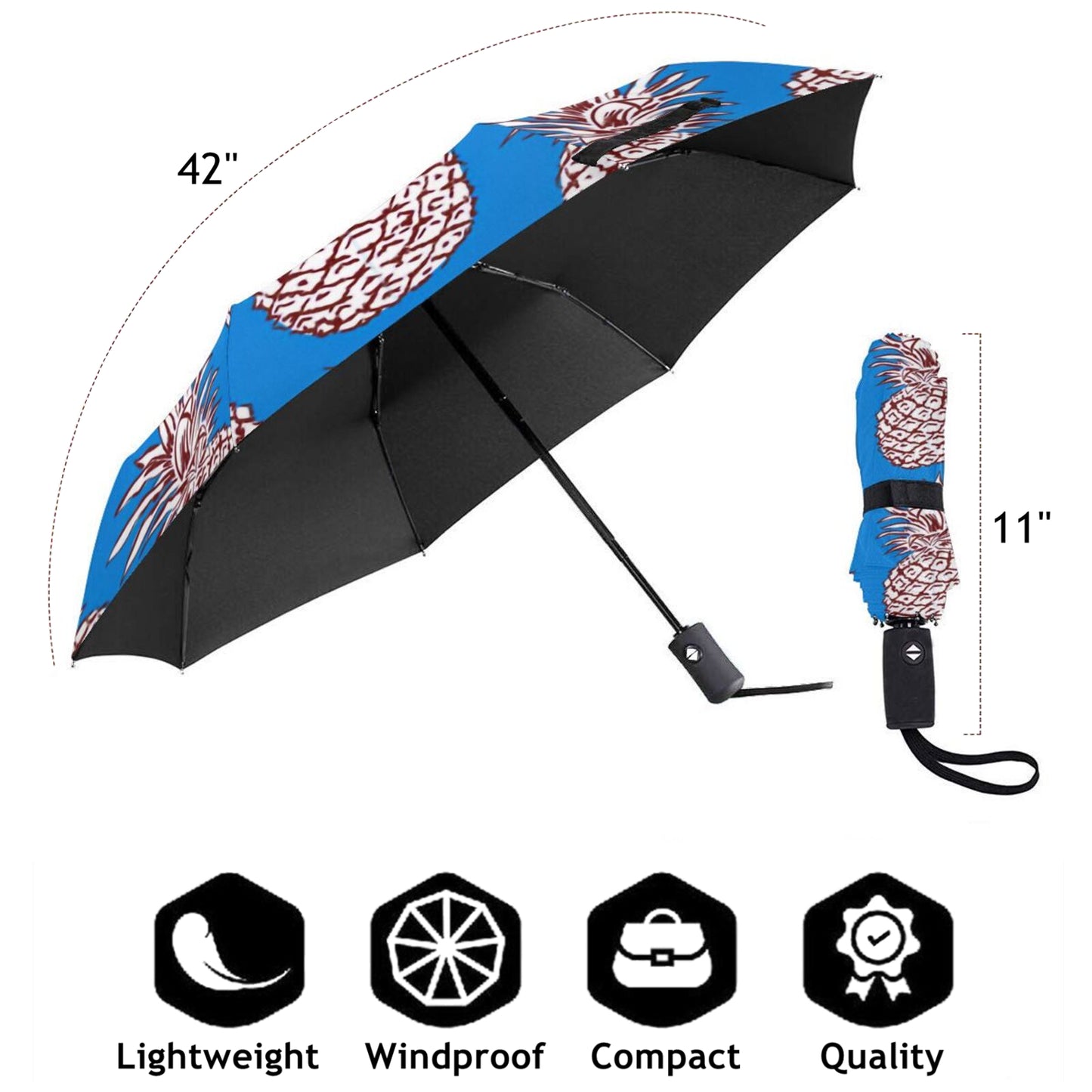 Pineapple Design Sun Protection Travel Folding Umbrella Automatic Open And Close