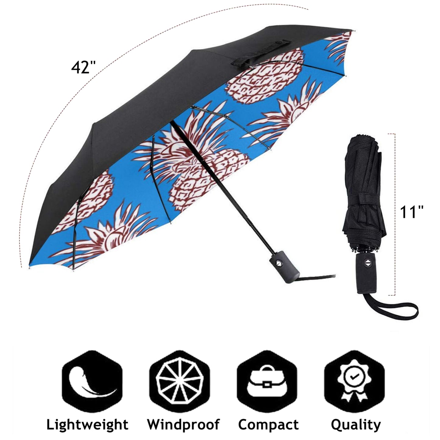 Foldable Travel Umbrella With Pineapple Design Inside