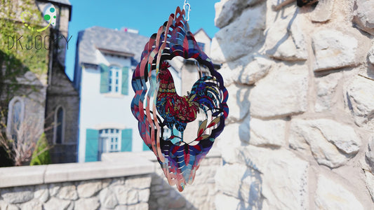 Rooster Metal Wind Spinners - Chicken Gifts for Women Mom Men Dad Grandpa,Hanging Wind Spinner for Outdoor & Indoor Decorations, 12 inch for Ornament Gifts