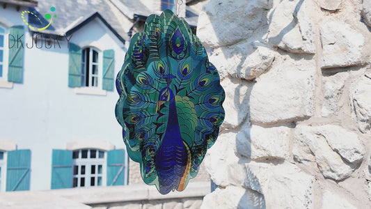 Peacock Metal Wind Spinners - Gifts for Women Mom Grandma Wife, Hanging Wind Spinner for Outdoor & Indoor Decorations, 12 inch Wind Spinner for Christmas Thanksgiving Ornament Gifts