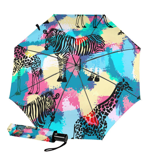 Anti-UV Compact Automatic Umbrella With Zebra Design Inside