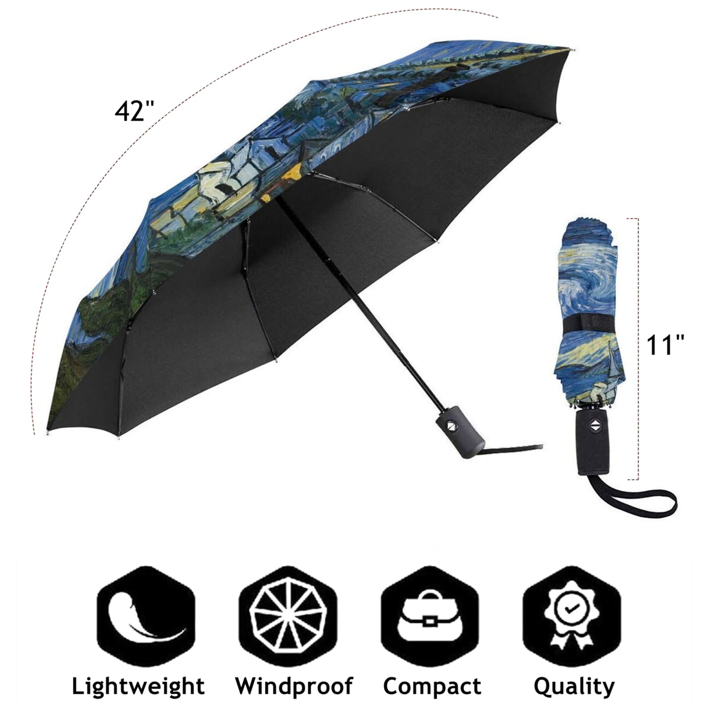 Starry Night Folding Umbrella