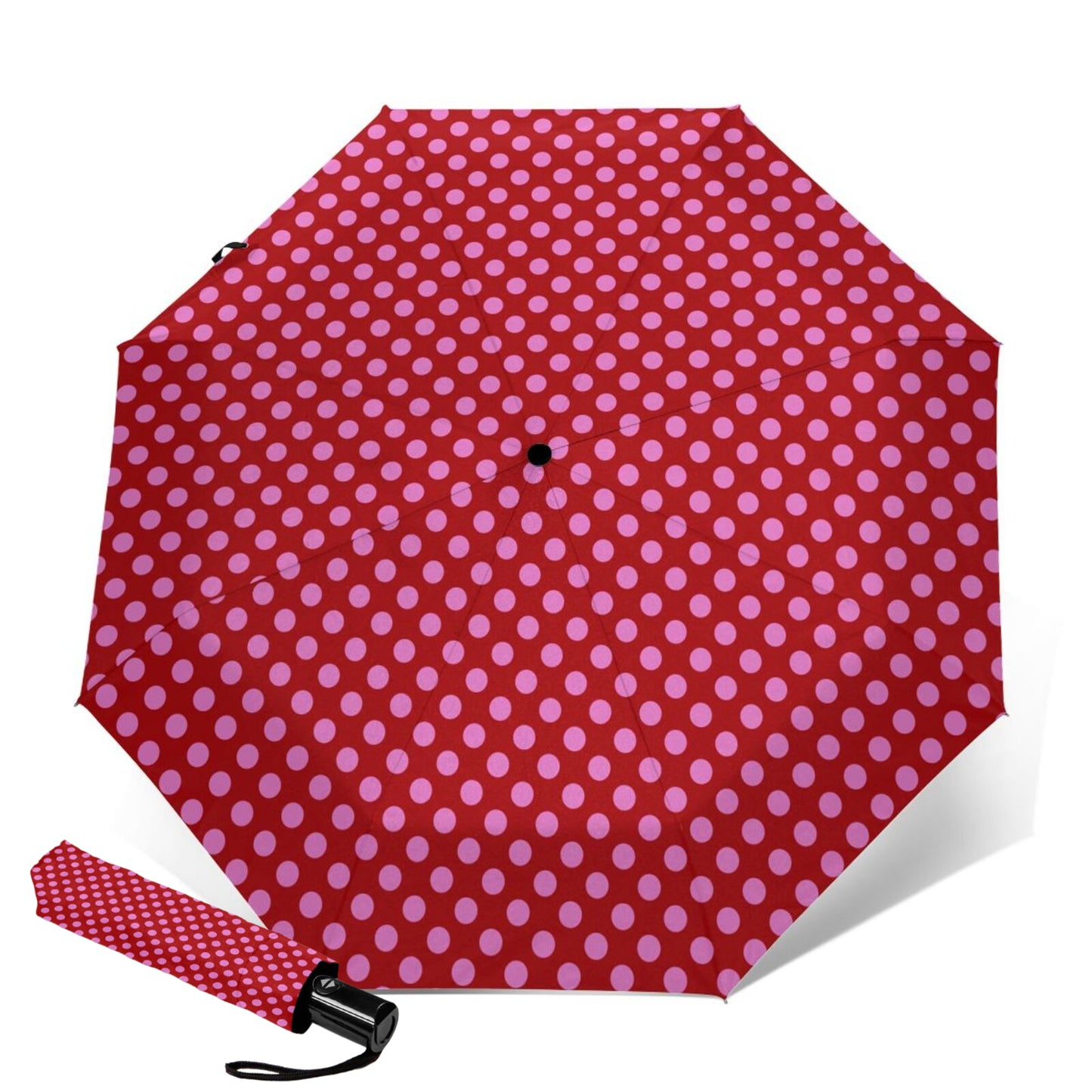 Pink Polka Dot Compact Umbrella