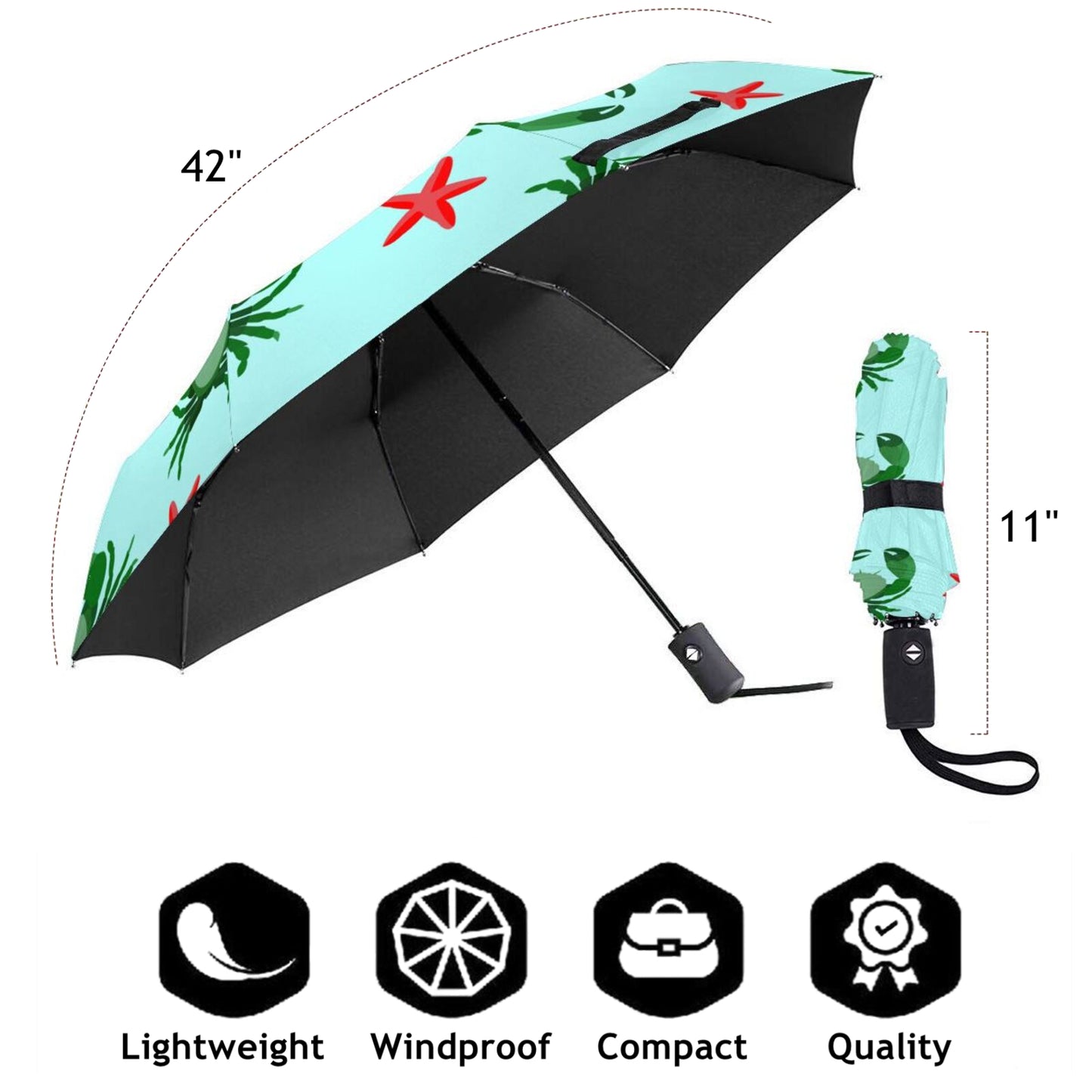 Crab Design Automatic Mini Printed Umbrella