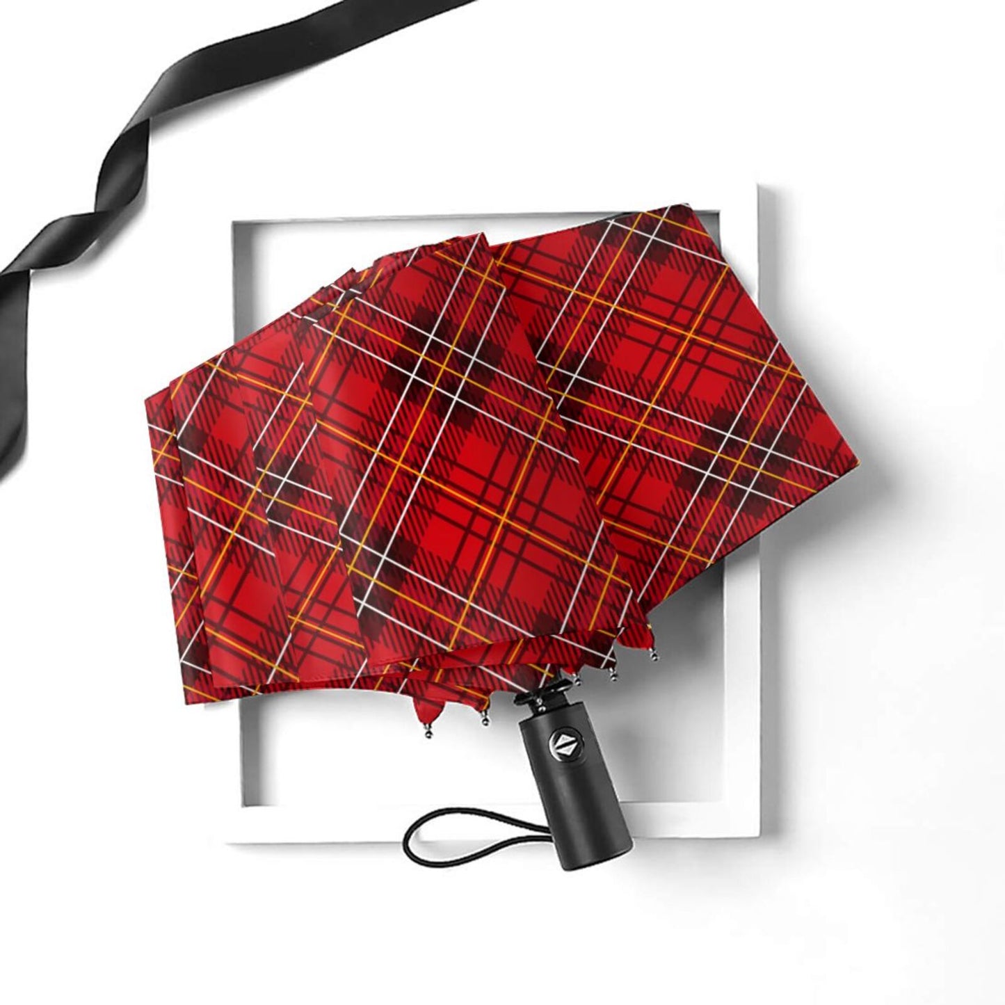 Plaid Foldable Travel Umbrella