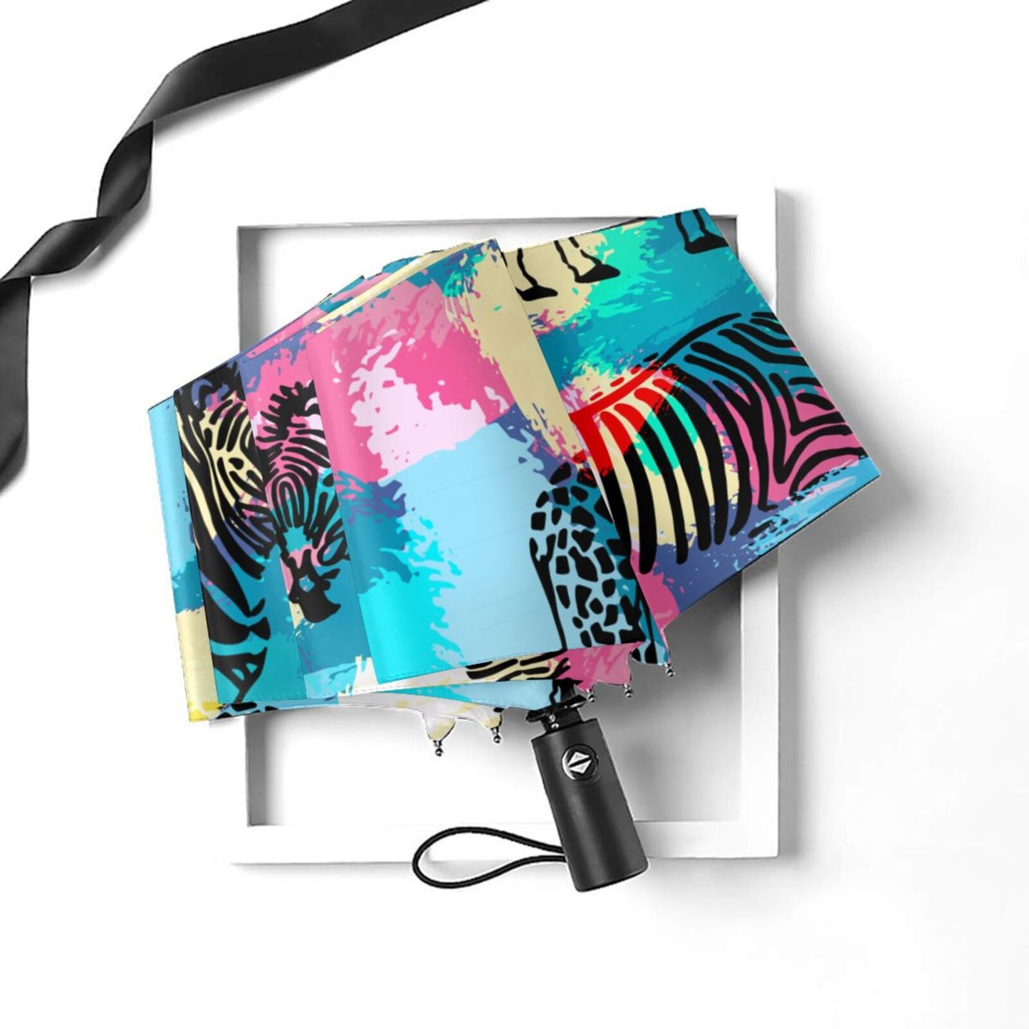 Zebra Printed Foldable Travel Umbrella