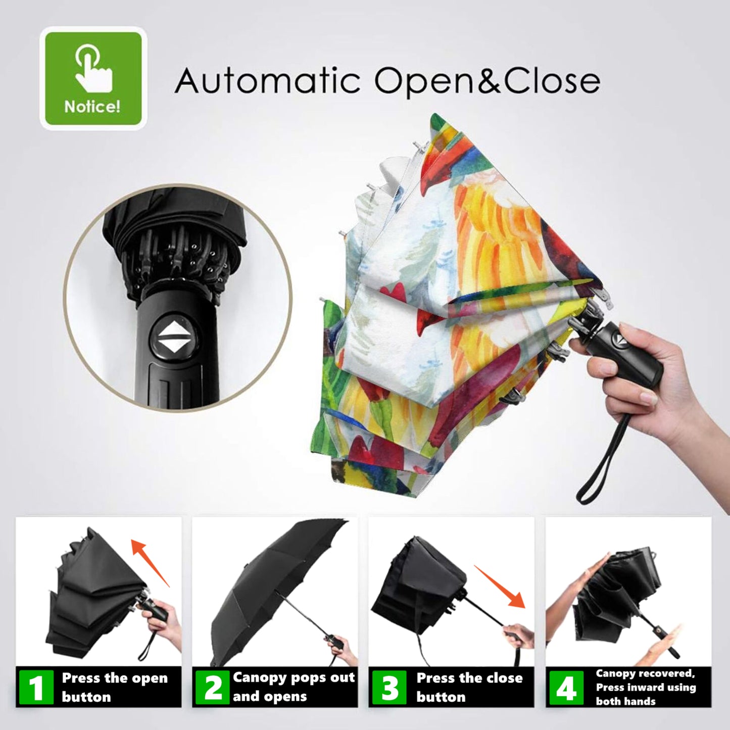 Parrot Compact Travel Umbrella