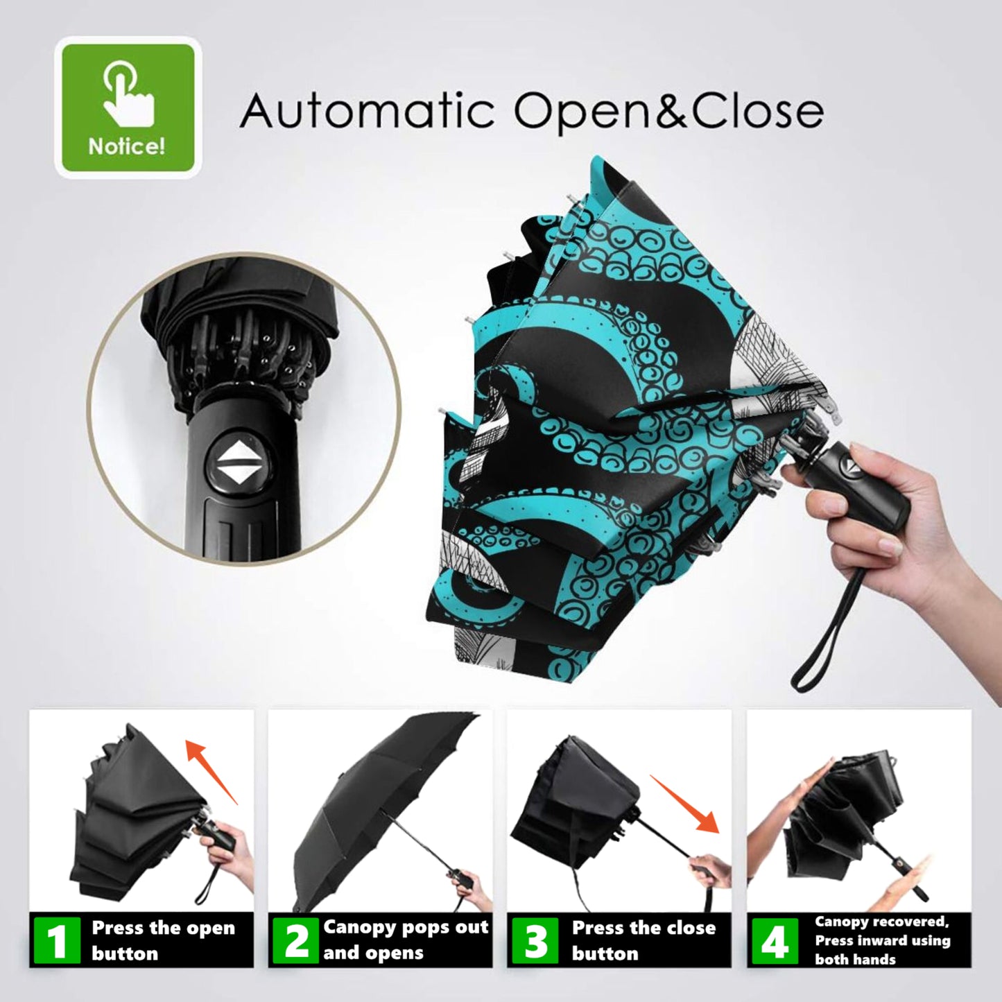 Skull With Octopus Travel Umbrella