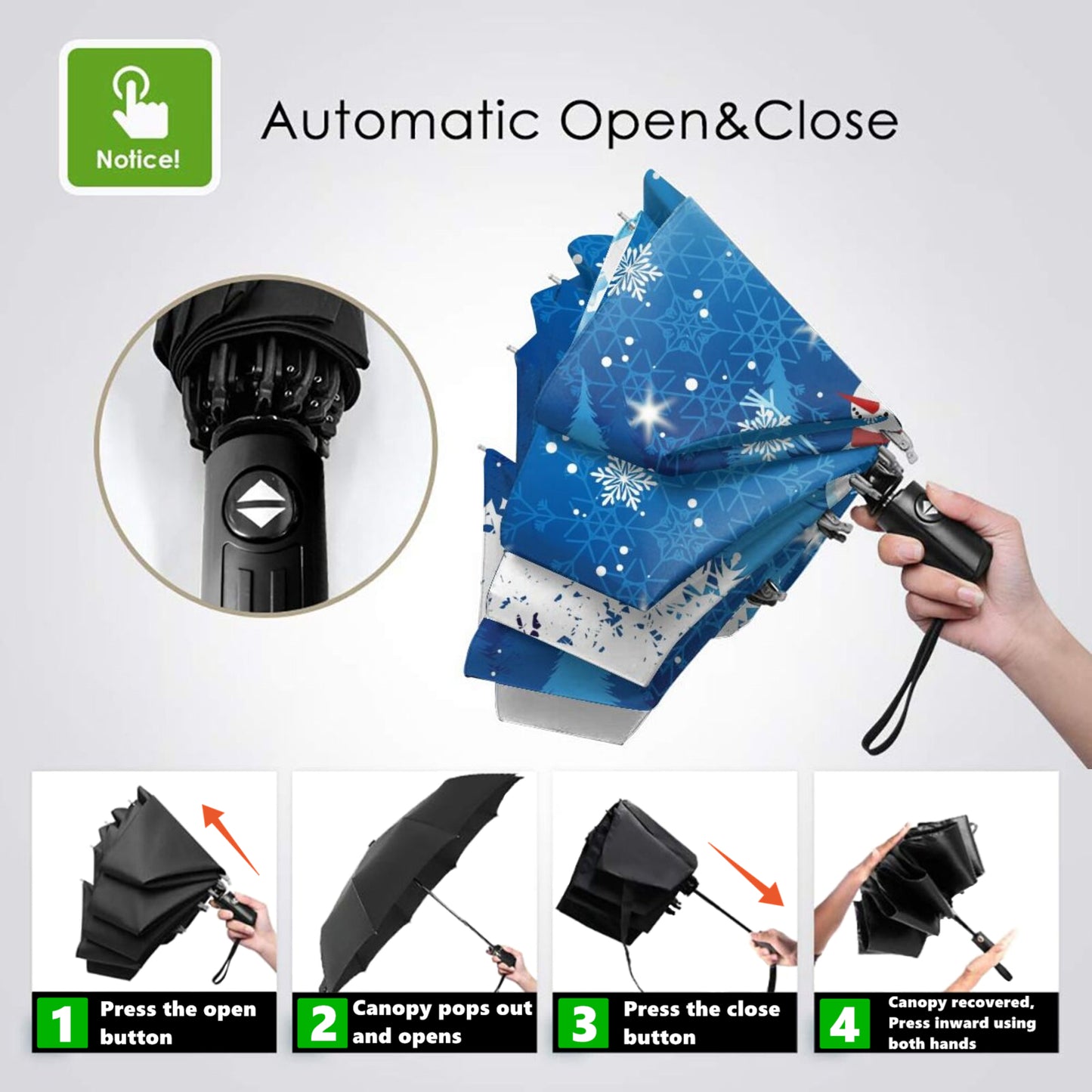 Christmas Theme Printed Folding Umbrella