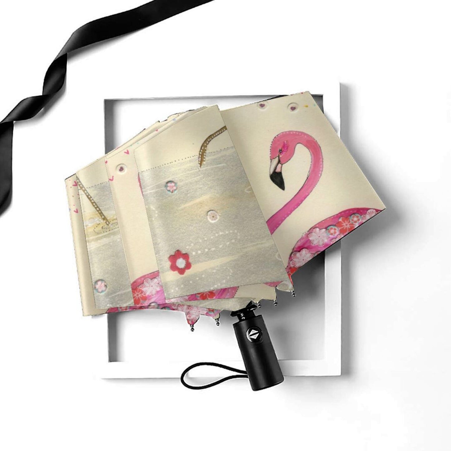 Flamingo Couple Folding Umbrella