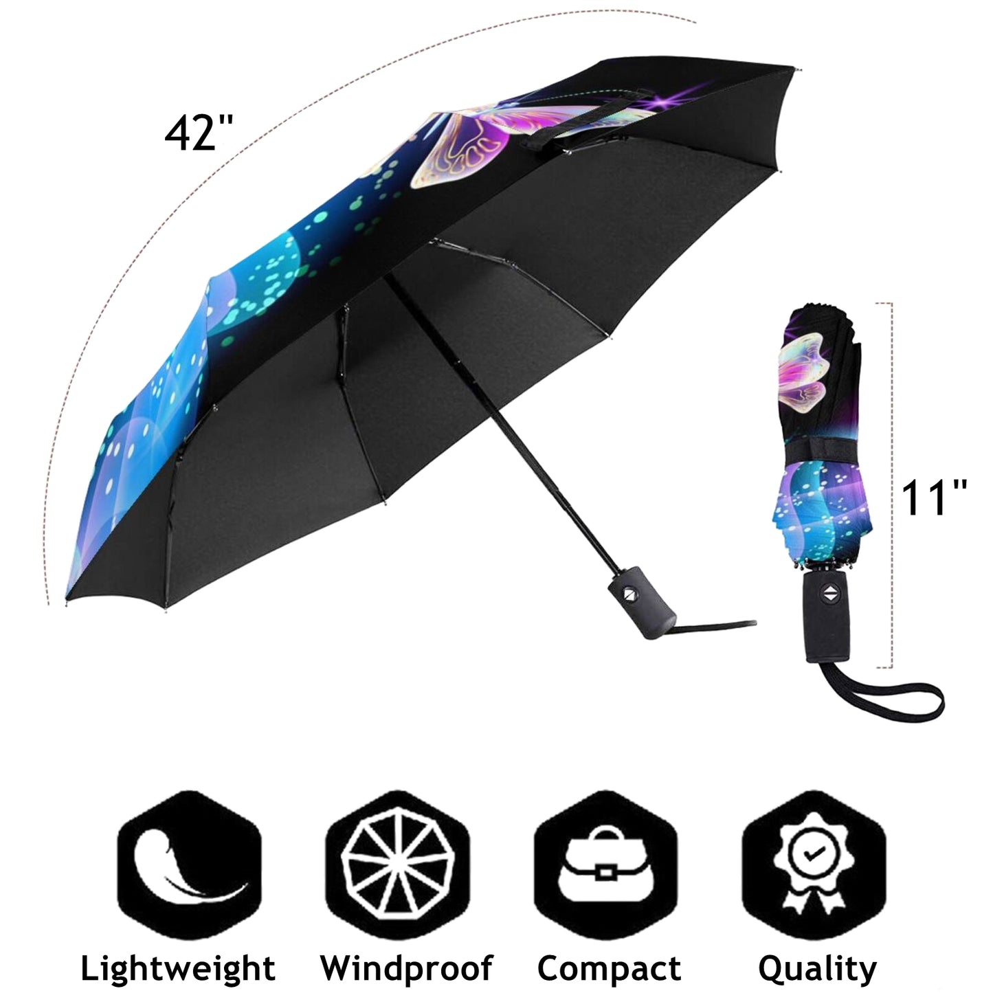 Dreamlike Butterfly Folding Compact Umbrella