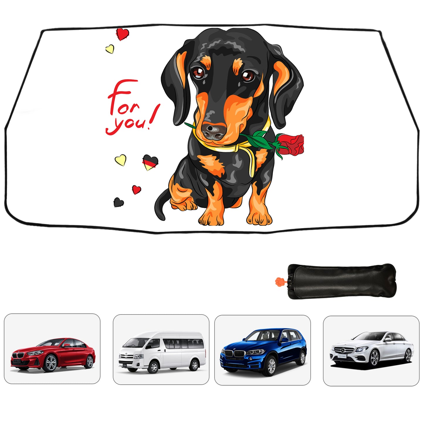 Cute Dog Print Car Sun Shade Umbrella