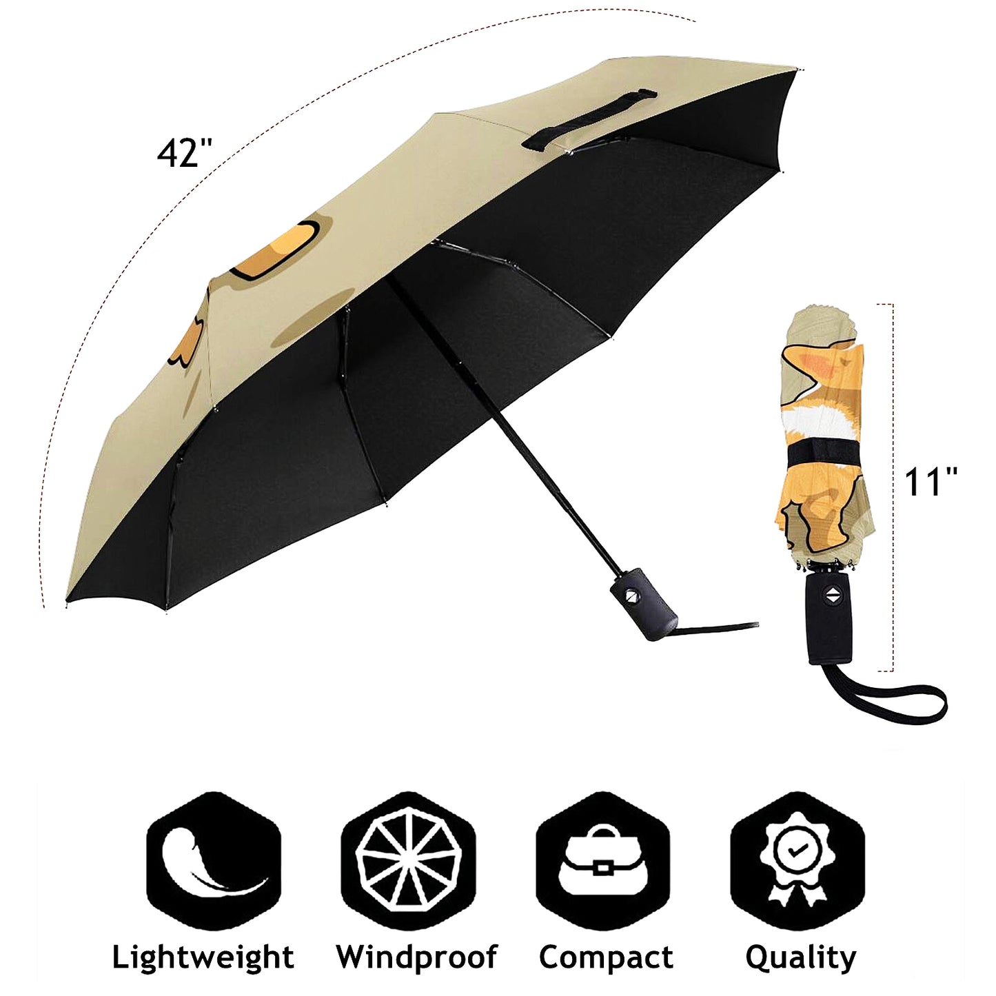 Cute Puppy Printed Small Collapsible Umbrella