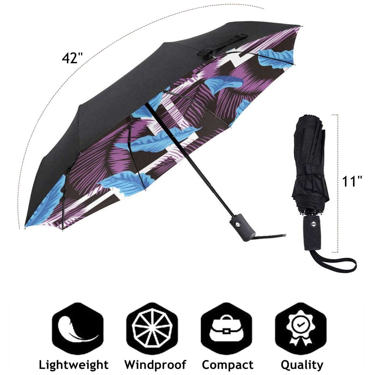 Small Travel Umbrella With Beautiful Leaves Inside