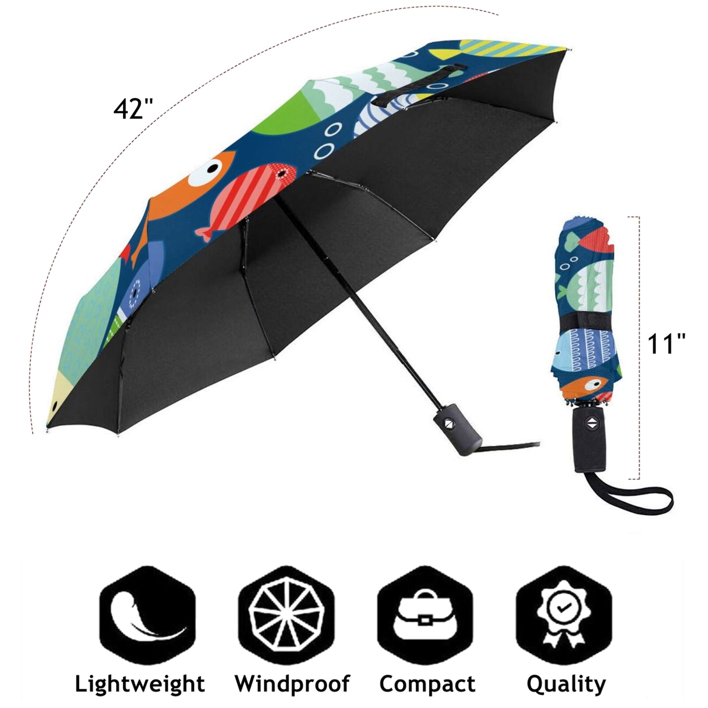 Anime Fish Printed Foldable Mini Umbrella