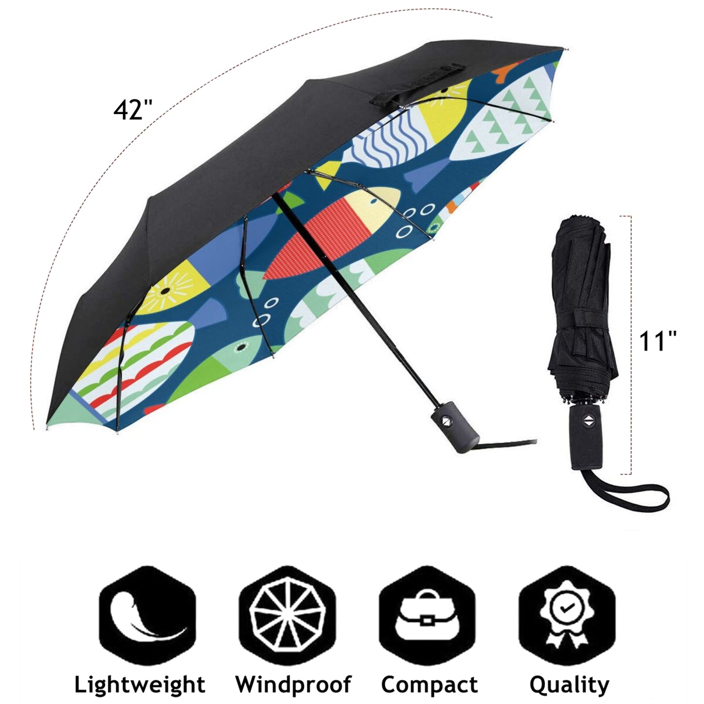 Small Travel Umbrella With Cute Fish Inside