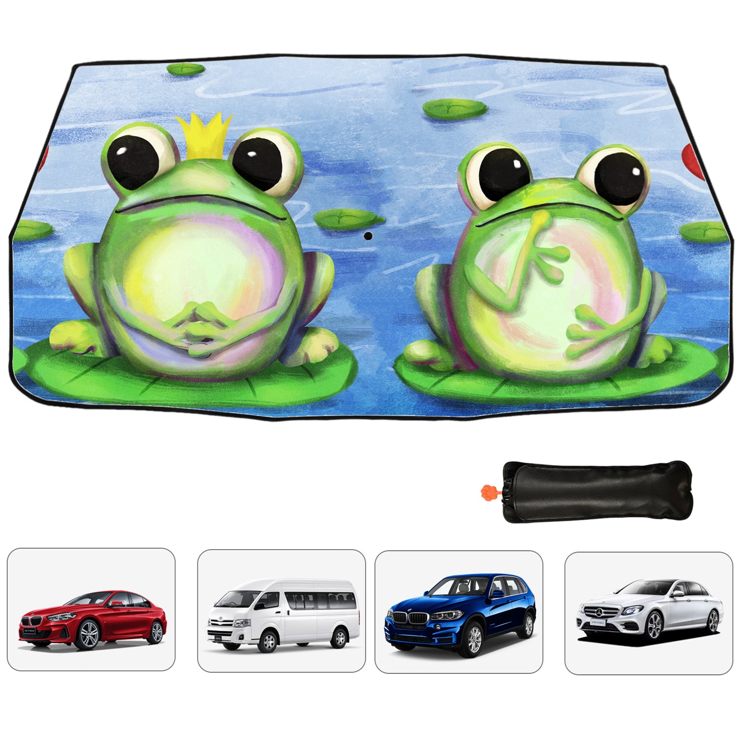 Funny Frogs Couple Car Windshield Sun Shade Umbrella