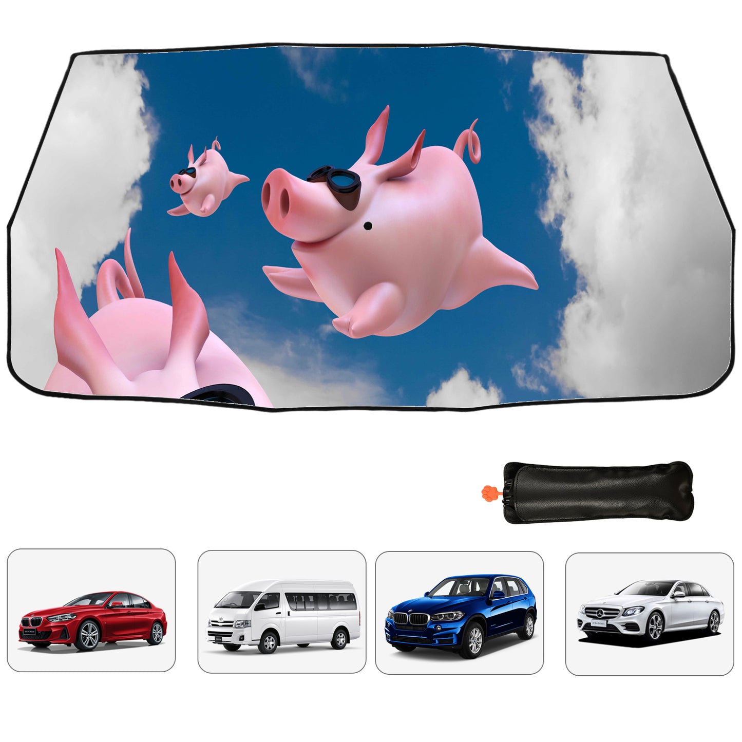 Flying Piggy Car Windshield Sun Shade Umbrella