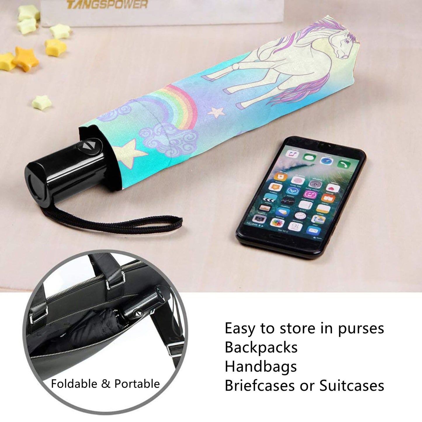 Unicorn Rainbow Folding Travel Umbrella