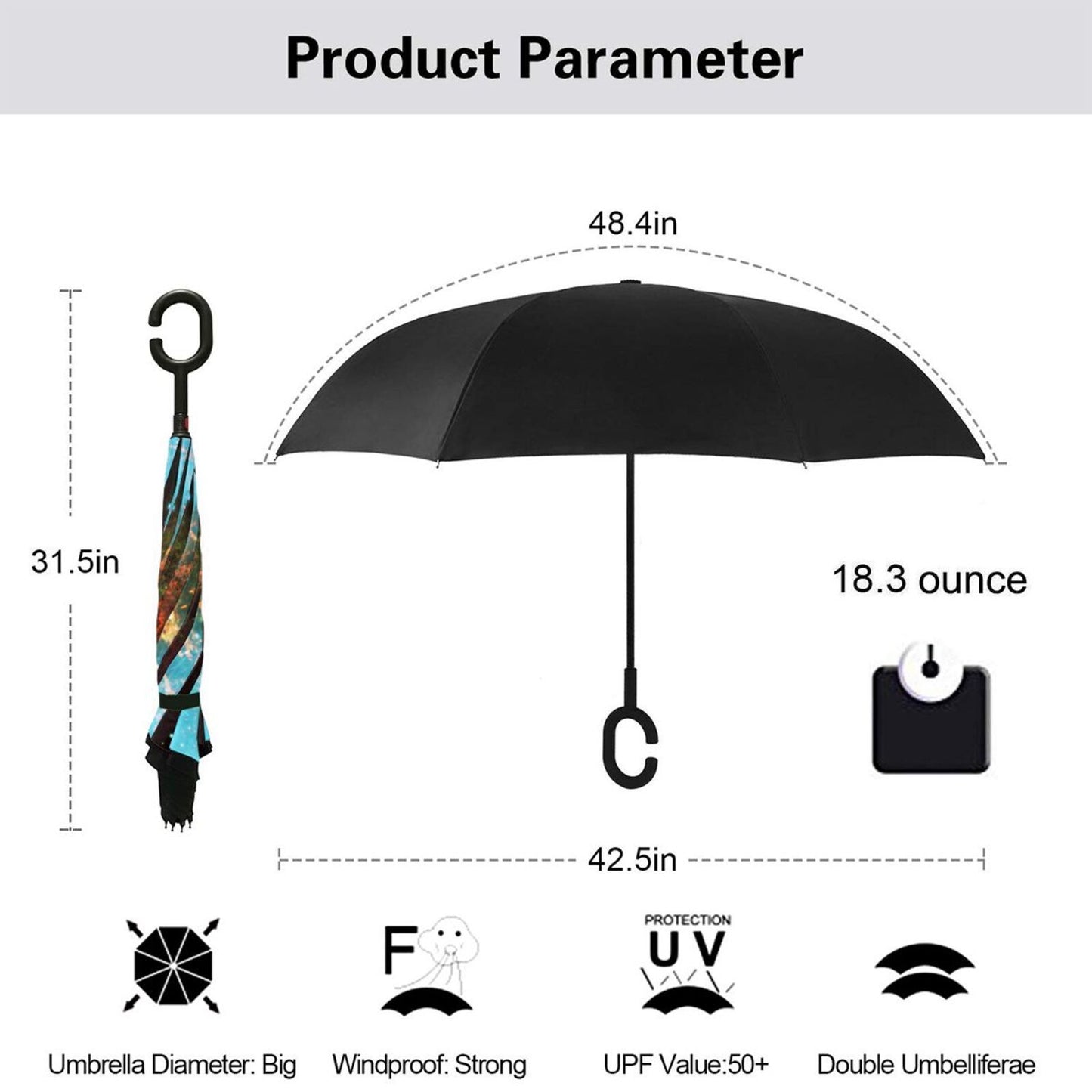 Space Printed Inverted Umbrella